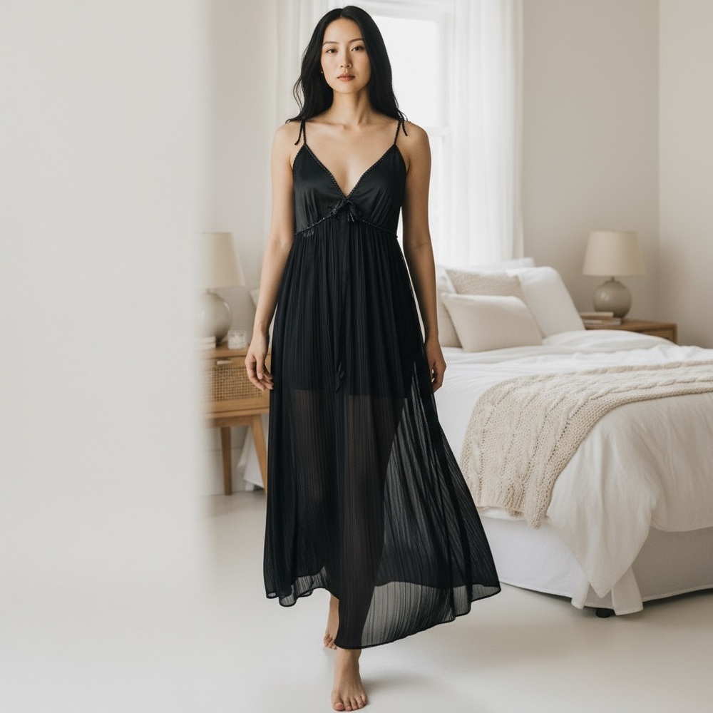 Vintage Elegant Black Chemise Nightgown